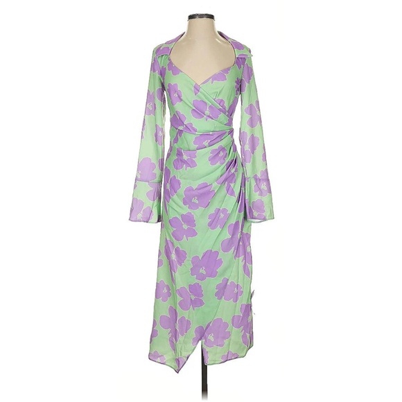 Floral Green and Purple Dress - Picture 1 of 7